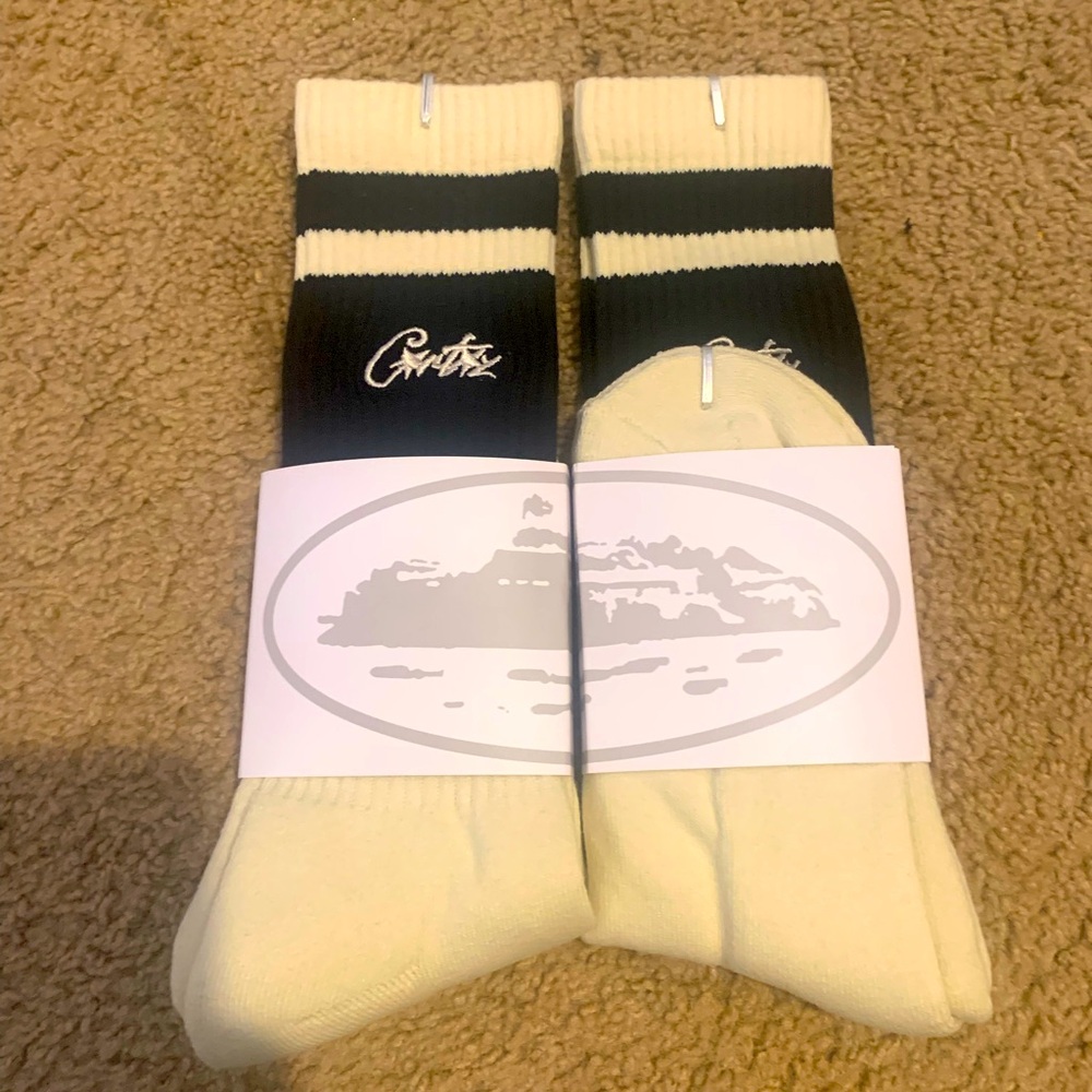 Corteiz Socks Cream, Brand New, Double Strip